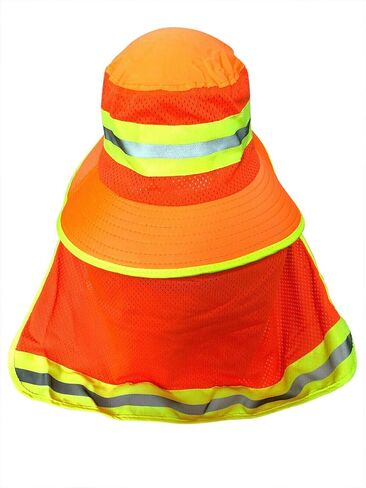 Men High Visibility Reflective Sun Hat with Neck Flap Wide Brim Boonie Hat Bucket Cap in Kuwait