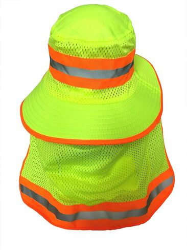 Men High Visibility Reflective Sun Hat with Neck Flap Wide Brim Boonie Hat Bucket Cap in Kuwait