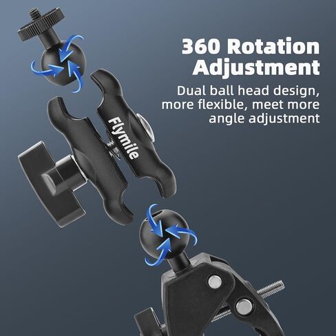 مشبك مقود الدراجة النارية من فلاي مايل لجهاز التحكم عن بعد دي جيه اي ار سي/ار سي 2، حامل حامل مزدوج براس كروي دوار 360 درجة، حامل مشبك عمود الدراجة لدي جيه اي ميني 4 برو/ميني 3 برو in Kuwait