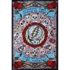 Sunshine Joy Grateful Dead 3D Mexicali Sugar Skulls Tapestry Tablecloth Wall Art Beach Sheet Huge 60x90 Inches - Amazing 3D Effects in Kuwait