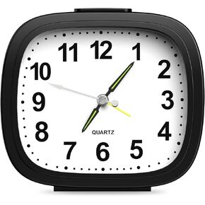 JXTZ Analog Alarm Clock, Silent Non Ticking Bedside Clock Battery Powered, Small Travel Clock with Night Light, Ascending Alarm, Snooze, Easy Set, Desk Clock for Heavy Sleepers Kids Elder in Kuwait
