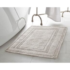 جان بيير - سجادة حمام على شكل مضمار سباق حجري، قطن، ديكور حمام فاخر، يمكن غسله في الغسالة، مقاس 43.18 سم × 60.96 سم، رمادي داكن in Kuwait