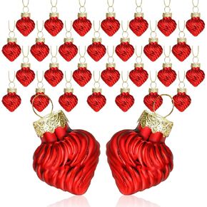 Suzile 36 Pieces 1 Inch Glass Valentine's Day Heart Ornaments Mini Hanging Valentine's Day Decor Romantic Heart Shaped Decorations Heart Baubles for Tree Party Wedding Hotel Anniversary Home, Red in Kuwait