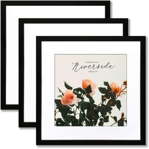 THREELOVE 24x24 Frame Black, Display 20x20 Picture with Mat Or 24x24 Picture Without Mat, Wall Mounting Home Decor Picture Photo Frame, Set of 3