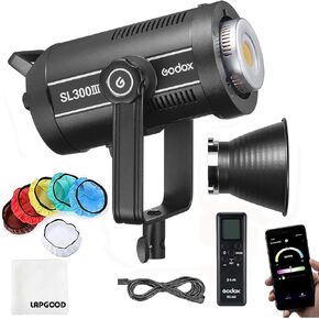 غودوكس مصباح فيديو LED SL300II 320 واط 5600 كلفن ضوء نهاري متوازن، 99300Lux (1 متر)، CRI 96+ TLCI 97+، 8 تأثيرات ضوئية، وضع صامت للغاية، حامل بوينز in Kuwait
