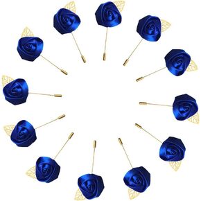 WeddingBobDIY 12Pieces/lot Groom Boutonniere Wedding Silk Rose(3.5cm) Flowers Accessories Prom Pin Man Suit Decoration (Gold2) in Kuwait