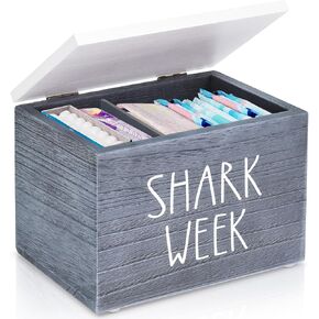 منظم الحمام من OLLVIA Shark Week مع مقسم، حامل حشا للحمام مع غطاء صينية الزينة، صندوق تخزين حامل وسادة ملحقات الحمام لحقيبة الحشا، منظم المنتجات الأنثوية in Saudi Arabia