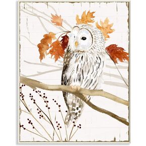 Stupell Industries Owl In Fall Forest Animal Watercolor Painting Wall Plaque, 13 x 19, Design By Artist Victoria Borges in Saudi Arabia
