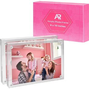 A & R 1 Pack 4 x 6 Acrylic Photo Frames, Magnetic Picture Frame, Double Sided Self Standing Clear Photo Frame 10 + 10 MM Thick Clear Acrylic Wall Mount
