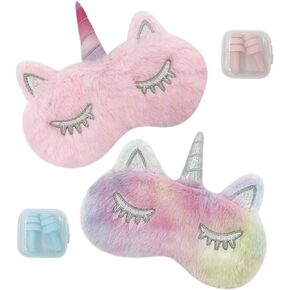 قناع نوم للأطفال، عبوة من 2 قناع نوم يونيكورن كيدز مع زوجين من سدادات الأذن، قناع عيون من القطيفة لطيف للنوم قناع للعينين للعينين من القطيفة للفتيات والأطفال أثناء السفر والقيلولة بعد الظهر in Kuwait