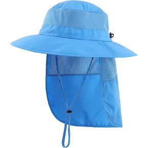 Home Prefer UPF50+ Kids Girls Boys Sun Hat Wide Brim Fishing Hat with Neck Flap Adventure Beach Safari Sun Protection Cap in Kuwait