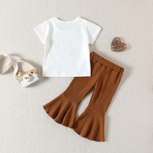 Toddler Bell Bottoms Outfit For Girls Short Sleeve Clothes Floral Summer Set in Kuwait