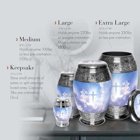 الجرار السماوية لحرق الجثث لرماد الإنسان الذكور البالغين للجنازة أو المنزل وجرار حرق الجثث للرماد الإناث البالغات XL، الجرار للذكور البالغين، الجرار الكبيرة والصغيرة - الجرار للأم والجرار للأب الجرار للرماد in Kuwait