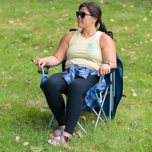 كرسي حديقة قابل للطي للحماية من الشمس مع مظلة وحامل أكواب للتخييم في الهواء الطلق والحديقة والفناء ونزهة الشاطئ، يدعم 300 رطل، أزرق/رمادي وكويك شيد ماكس كرسي الظل، أزرق in Kuwait