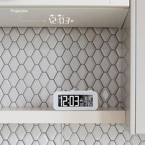 ساعة منبه من Mooas White Beam Projection، ساعة بروجيكتور عادية، ساعة منبه in Kuwait