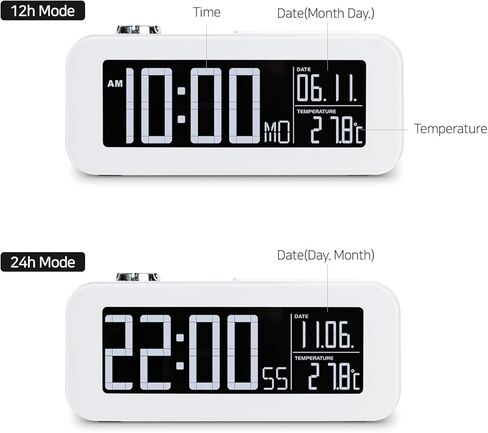 ساعة منبه من Mooas White Beam Projection، ساعة بروجيكتور عادية، ساعة منبه in Kuwait