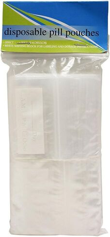 Set of 400 Black Duck Brand Zip Close Resealable Disposable Plastic Pill Bags 3" x 2" with White Writing Block Area for Easy Labeling (400) in Kuwait