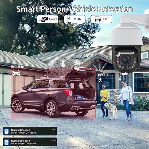 كاميرا أمان خارجية، كاميرا 4K 8MP HD PTZ POE، تكبير بصري 360 درجة / إمالة 105 درجة 20x، اكتشاف الأشخاص والمركبات، تتبع تلقائي، رؤية ليلية بالأشعة تحت الحمراء بطول 328 قدمًا، محادثة ثنائية الاتجاه، مقاومة للماء IP66 (مع ممسحة). in Kuwait