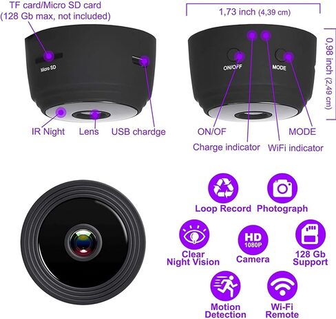 كاميرا مراقبة واي فاي داخلية من Zopsc-1 للأطفال الأكبر سنًا، كاميرا مراقبة منزلية صغيرة، كاميرا ليلية 1080 بكسل، زاوية واسعة 150 درجة، مناسبة لنظامي Android وiOS. in Kuwait