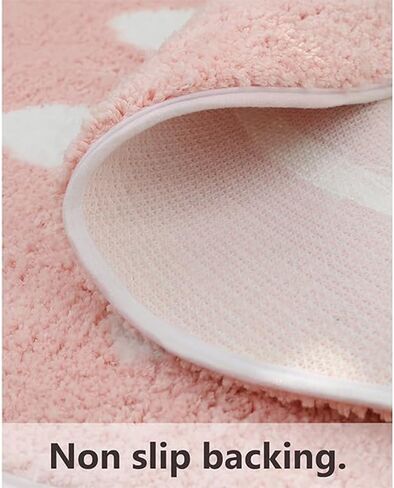 Smile Face Bath Mat for Bathtub Bathroom Sink Bedroom Decorations Cute Happy Face Retro Aesthetic Carpet Room Decor Bath Rugs, Absorbent, Microfiber, Anti-Slip, Pink in Kuwait