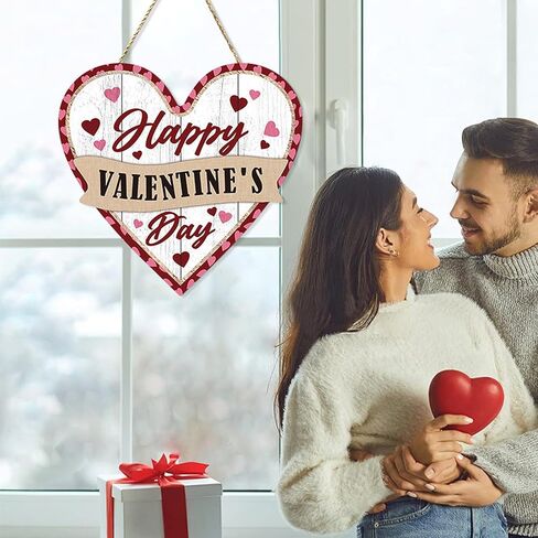 ديكور باب عيد الحب من festicreamy - 7.87 بوصة × 8.27 بوصة لافتة معلقة خشبية ثلاثية الأبعاد على شكل قلب لديكورات عيد الحب أو ديكور الحائط، ديكور عيد الحب (قلب) in Kuwait