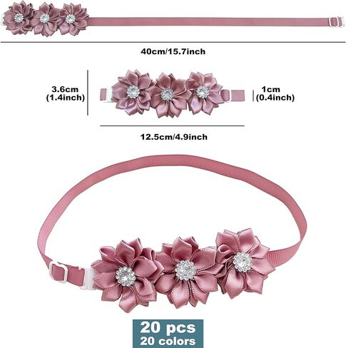 20Pcs Christmas Dog Collar Bow Tie Flower with Diamond Crystal, Adjustable Puppy Dog Christmas Collar Bows Pet Collar Tie Cat Bowties for Birthday Party Wedding Dogs Bowties in Kuwait