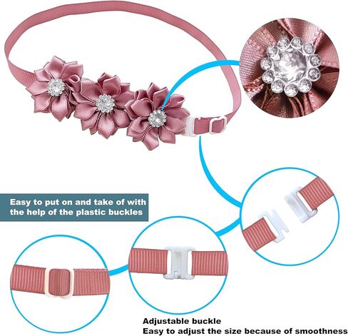 20Pcs Christmas Dog Collar Bow Tie Flower with Diamond Crystal, Adjustable Puppy Dog Christmas Collar Bows Pet Collar Tie Cat Bowties for Birthday Party Wedding Dogs Bowties in Kuwait