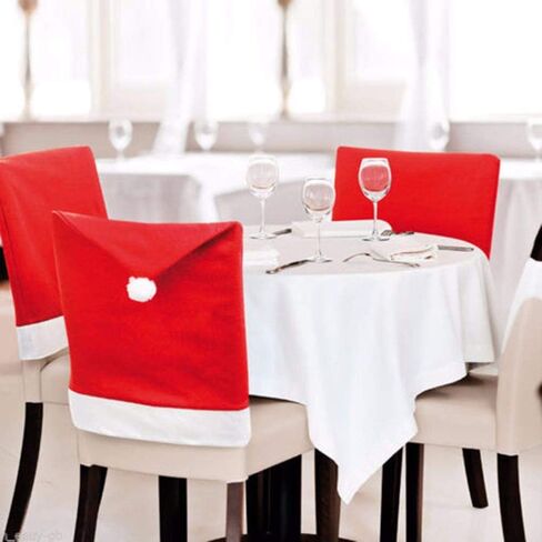 SUNTRADE 4 Pack Santa Hat Dining Chair Covers,for Christmas Xmas Dinner Table Chairs Decoration in Saudi Arabia