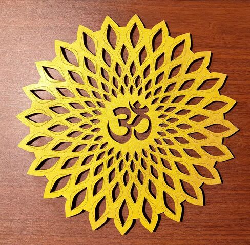 My Dream Carts Golden Om Round Decorative Wall Art Mdf Wooden Om Chakra For Temple, Living Room, Bedroom, Office, Hotel, Home Decor Items, Gift Item, Mandala Wall Hanging For House Decoration 15x15cm in Saudi Arabia