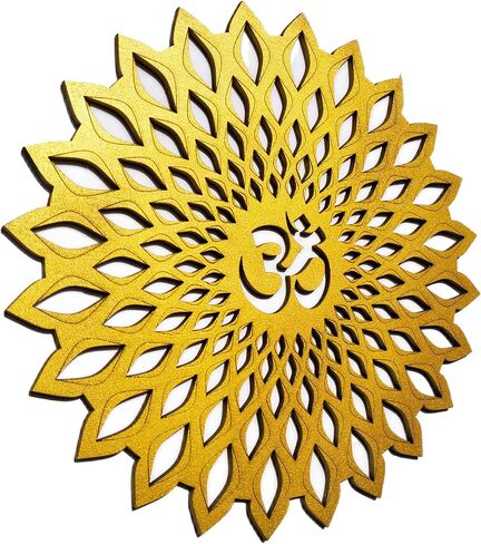 My Dream Carts Golden Om Round Decorative Wall Art Mdf Wooden Om Chakra For Temple, Living Room, Bedroom, Office, Hotel, Home Decor Items, Gift Item, Mandala Wall Hanging For House Decoration 15x15cm in Saudi Arabia