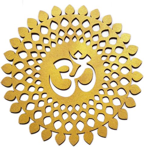 My Dream Carts Golden Om Round Decorative Wall Art Mdf Wooden Om Chakra For Temple, Living Room, Bedroom, Office, Hotel, Home Decor Items, Gift Item, Mandala Wall Hanging For House Decoration 15x15cm in Saudi Arabia