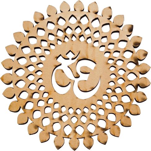 My Dream Carts Golden Om Round Decorative Wall Art Mdf Wooden Om Chakra For Temple, Living Room, Bedroom, Office, Hotel, Home Decor Items, Gift Item, Mandala Wall Hanging For House Decoration 15x15cm in Saudi Arabia