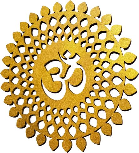 My Dream Carts Golden Om Round Decorative Wall Art Mdf Wooden Om Chakra For Temple, Living Room, Bedroom, Office, Hotel, Home Decor Items, Gift Item, Mandala Wall Hanging For House Decoration 15x15cm in Saudi Arabia