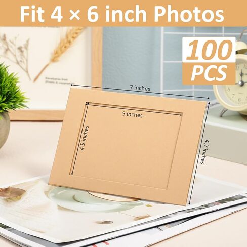 Maitys 100 Pieces Paper Picture Frames for 4 x 6 Inch Inserts Paper Photo Frame Cards DIY Cardboard Photo Easels Bulk for Kids Wedding Classroom Crafts (White) in Saudi Arabia