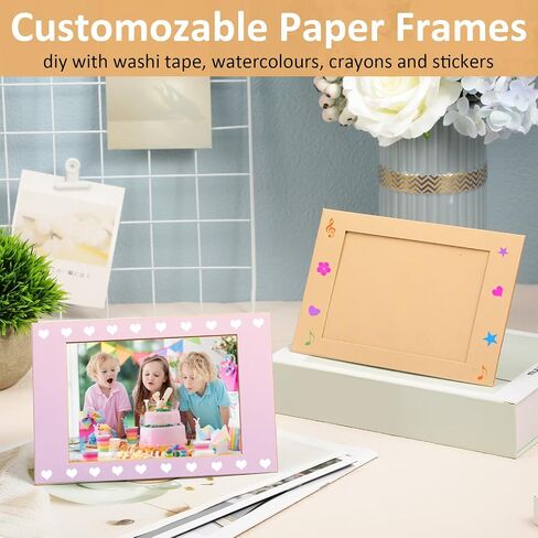 Maitys 100 Pieces Paper Picture Frames for 4 x 6 Inch Inserts Paper Photo Frame Cards DIY Cardboard Photo Easels Bulk for Kids Wedding Classroom Crafts (White) in Saudi Arabia