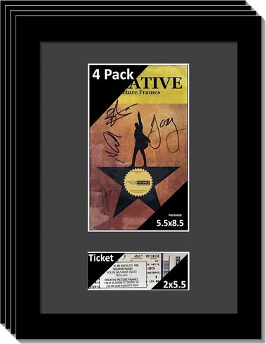 CreativePF [4pk11x14-w] Black Theatre Frame with White Matting, Holds 5.5x8.5-inch Media Plus Ticket Including Installed Wall Hanger (Theatre Bill Not Included, Pack of 4) in Saudi Arabia