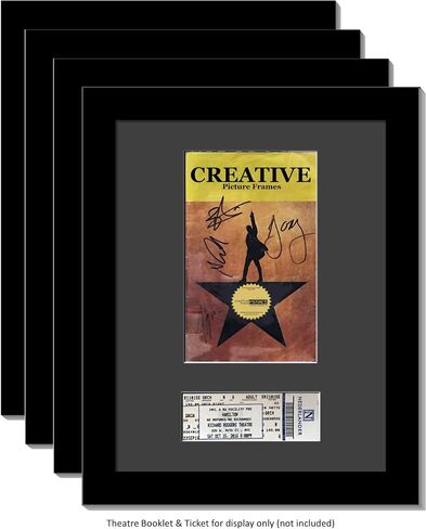 CreativePF [4pk11x14-w] Black Theatre Frame with White Matting, Holds 5.5x8.5-inch Media Plus Ticket Including Installed Wall Hanger (Theatre Bill Not Included, Pack of 4) in Saudi Arabia