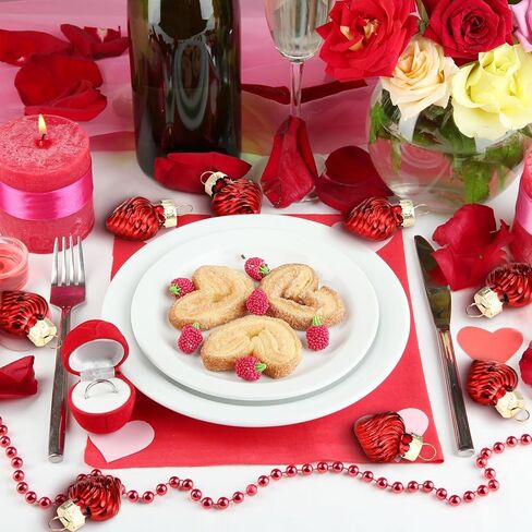 Suzile 36 Pieces 1 Inch Glass Valentine's Day Heart Ornaments Mini Hanging Valentine's Day Decor Romantic Heart Shaped Decorations Heart Baubles for Tree Party Wedding Hotel Anniversary Home, Red in Kuwait