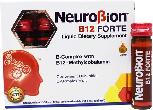 نيوروبيون بي 12 فورت مكملات غذائية سائلة 10 قوارير + فيتامين سي سن لايف 1000 مجم بنكهة البرتقال لدعم الجهاز المناعي 20 قرصًا in Kuwait