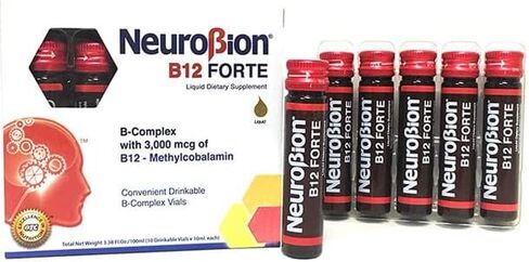 نيوروبيون بي 12 فورت مكملات غذائية سائلة 10 قوارير + فيتامين سي سن لايف 1000 مجم بنكهة البرتقال لدعم الجهاز المناعي 20 قرصًا in Kuwait