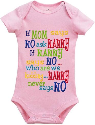 If Mom Says No Ask Nanny Baby Boy Girl Onesie Newborn Organic Bodysuit in Saudi Arabia