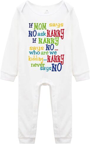 If Mom Says No Ask Nanny Baby Boy Girl Onesie Newborn Organic Bodysuit in Saudi Arabia
