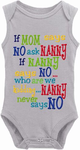 If Mom Says No Ask Nanny Baby Boy Girl Onesie Newborn Organic Bodysuit in Saudi Arabia