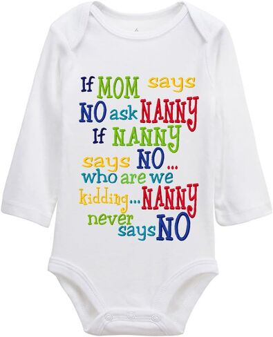 If Mom Says No Ask Nanny Baby Boy Girl Onesie Newborn Organic Bodysuit in Saudi Arabia