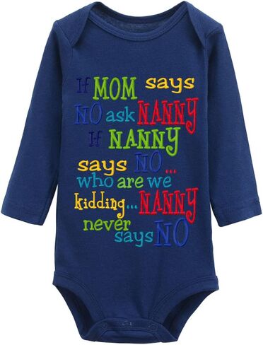 If Mom Says No Ask Nanny Baby Boy Girl Onesie Newborn Organic Bodysuit in Saudi Arabia