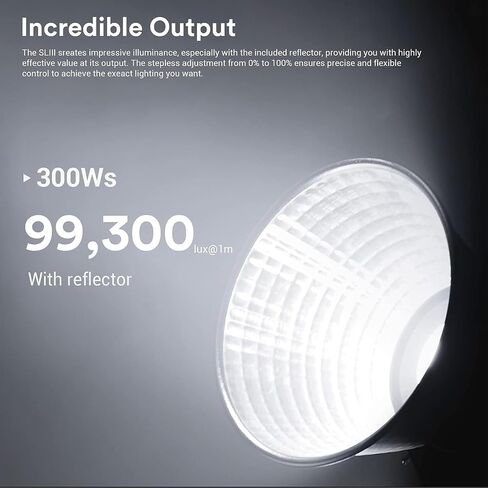 غودوكس مصباح فيديو LED SL300II 320 واط 5600 كلفن ضوء نهاري متوازن، 99300Lux (1 متر)، CRI 96+ TLCI 97+، 8 تأثيرات ضوئية، وضع صامت للغاية، حامل بوينز in Kuwait