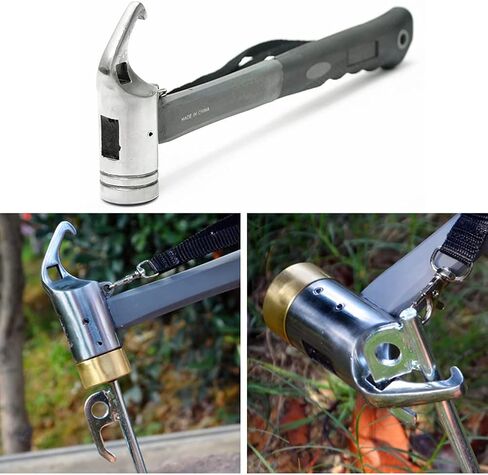 هوفيكو اوتاد خيمة ومطرقة تخييم مع مزيل اوتاد الخيمة، مطرقة خيمة ستيل 12 انش - مطرقة خيمة بمقبض مغطى بالمطاط مع حزام تثبيت في مكان روكي بليس وحقل الثلج والعشب in Kuwait