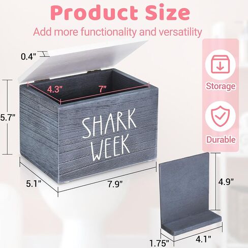 OLLVIA Shark Week Bathroom Organizer with Divider, Tampon Holder for Bathroom with Vanity Tray Lid, Bathroom Accessories Pad Holder Storage Box for Tampon Case, Period Feminine Product Organizer in Saudi Arabia