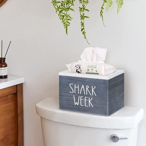 OLLVIA Shark Week Bathroom Organizer with Divider, Tampon Holder for Bathroom with Vanity Tray Lid, Bathroom Accessories Pad Holder Storage Box for Tampon Case, Period Feminine Product Organizer in Saudi Arabia