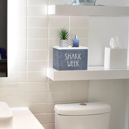 OLLVIA Shark Week Bathroom Organizer with Divider, Tampon Holder for Bathroom with Vanity Tray Lid, Bathroom Accessories Pad Holder Storage Box for Tampon Case, Period Feminine Product Organizer in Saudi Arabia